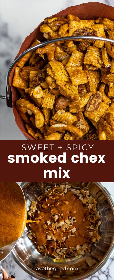 Traeger Snack Recipes, Smoked Superbowl Snacks, Smoked Roasted Potatoes, Smoked Snack Mix Recipes, Smoked Nuts In Smoker, Pub Mix Recipe, Smoked Chex Mix Recipes, Smoker Snacks, Smoker Appetizers Snacks