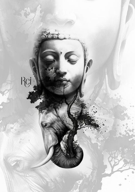 Japanese Buddha Tattoo Design, Buddha Elephant Tattoo, Thai Tattoo Men, Boodha Tattoo, Buddha Tattoo Design Ideas, James Tattoo, Buddhism Tattoo, Buddha Tattoo Sleeve, Buda Tattoo