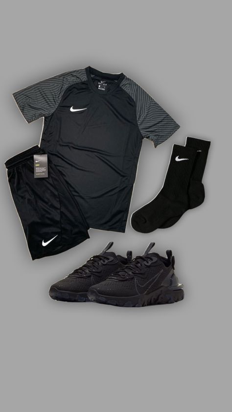 #outfitinspo Mens Nike Socks Outfit, Nike Black Shoes Outfit, Gym Clothes Aesthetic Men, Gym Wear Men Nike Outfits, Black Nike Socks Outfit, Dark Gym Outfit Men, Men�’s Gym Outfits Aesthetic, Gym Fits Men, Socks Outfit Men