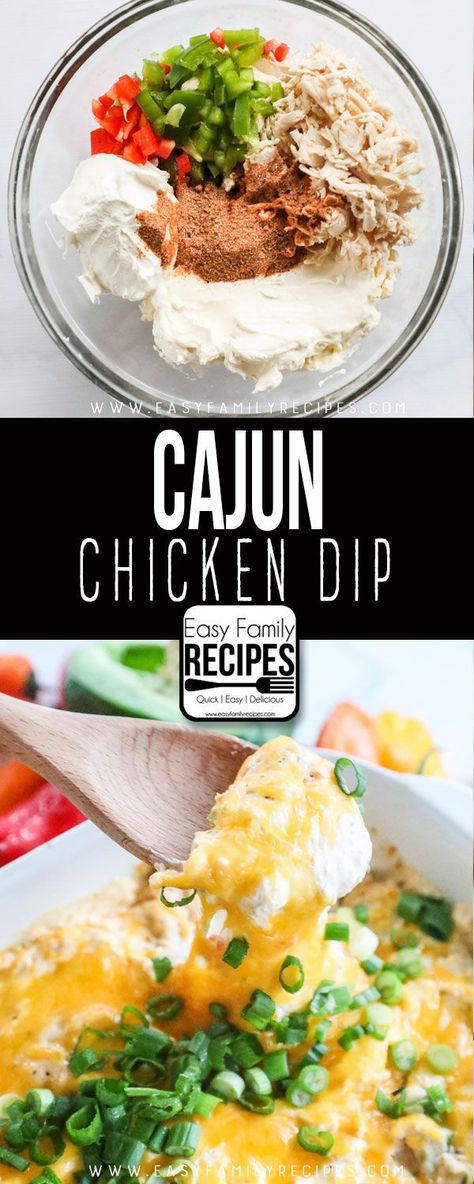 The BEST appetizer! We are addicted to this Cajun Chicken Dip recipe!  Perfect football food, this party dip is hearty and packed with flavor. This hot dip recipe is perfect for potlucks, barbecues and watching football. #dip #appetizer #lowcarb #keto Hot Dip Recipe, Football Dip, Cajun Appetizers, Dip Recipes Hot, Best Appetizer, Homemade Cajun Seasoning, Chicken Dip Recipe, Creole Cooking, Cajun Dishes