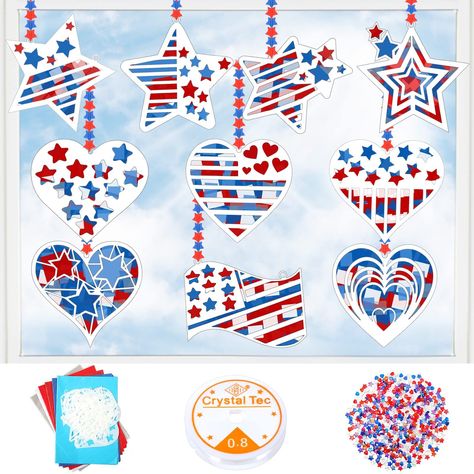 DIY Paper Flowers: Creative Ideas for Beautiful Bouquets Star Suncatcher, Meaningful Activities, Tissue Paper Garlands, Memorial Day Decorations, Suncatcher Craft, Star Beads, Patriotic Stars, Star Party, Craft Lovers