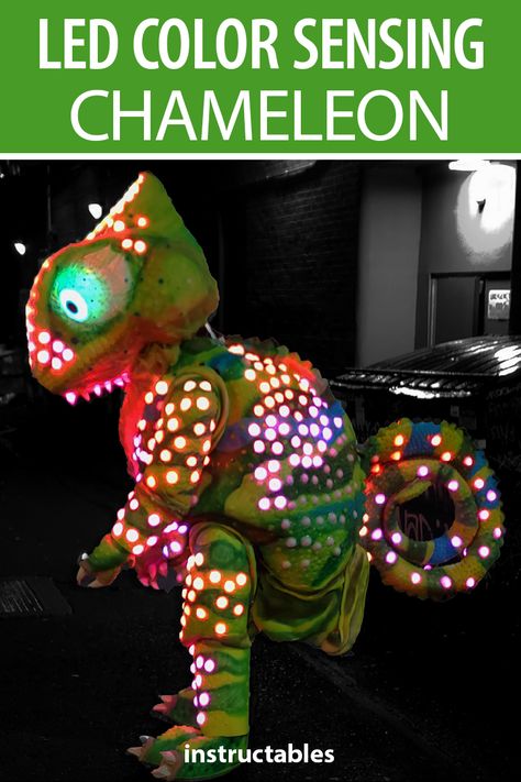 Diy Lizard Costume, Diy Chameleon Costume, Chameleon Costume Diy, Lizard Costume Diy, Costumes With Lights, Gecko Costume, Nature Halloween Costume, Chameleon Costume, Lizard Costume