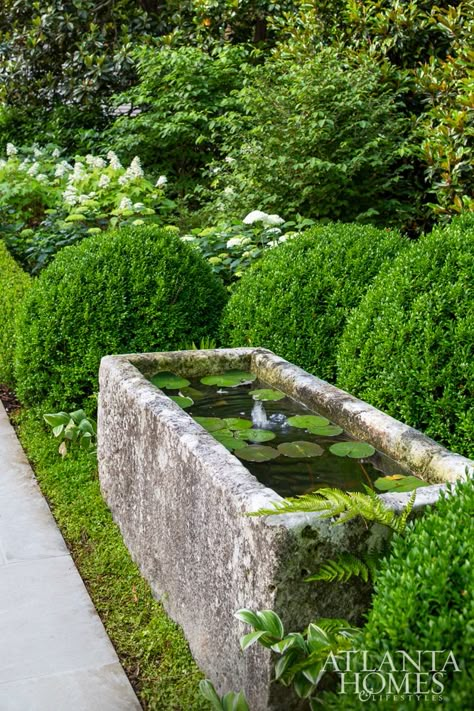 https://atlantahomesmag.com/article/family-matters/attachment/susan-bozeman-2240-woodward-way_32/ Stone Trough, Garden Troughs, Garden Water Feature, Have Inspiration, Water Features In The Garden, Garden Fountain, Garden Fountains, French Garden, Courtyard Garden