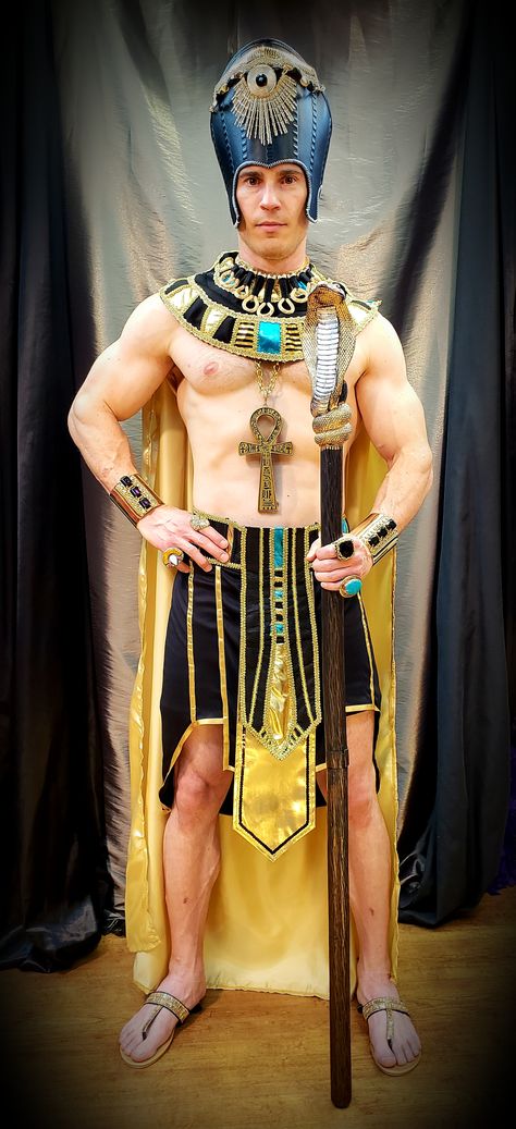 This Detailed Egyptian Pharaoh Costume is just an example of one of the many Egyptian Historical Character Outfits we keep in stock. You can assemble your own Classic Movie or TV Version of your Favorite Egyptian Characters or create your own Egyptian Character Costume. Movie Characters Outfits, Pharoah Costume, Egyptian Pharaoh Costume, Egyptian Character, Movie Character Outfits, Egyptian Outfit, Egypt Costume, Diy Costumes Men, Egyptian Halloween