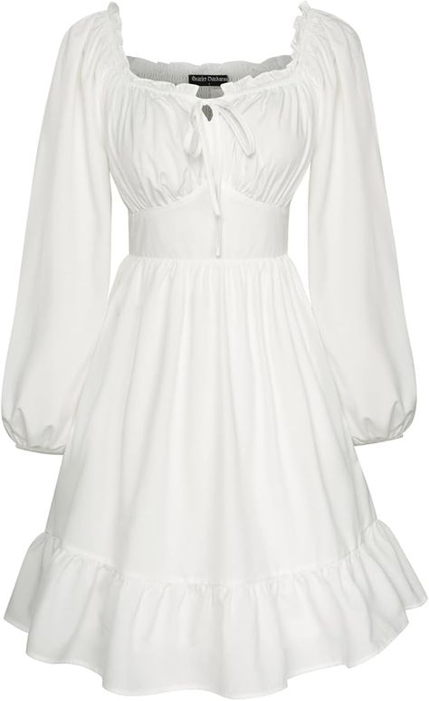 Amazon.com: Renaissance Corset Dresses Long Lantern Sleeve 2024 Fall Medieval Milkmaid Dress White XL : Clothing, Shoes & Jewelry Corset Dress Long, Off The Shoulder Mini Dress, Corset Midi Dress, Lantern Sleeve, Historical Fashion, Lantern Sleeves, Corset Dress, Classic Elegance, Dress Long