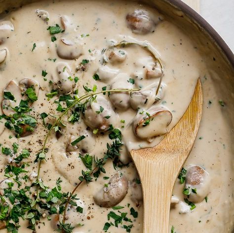 Every cook needs a good easy creamy mushroom sauce recipe. It's perfect stirred through pasta and fantastic on grilled steak. Creamy Mushroom Sauce Recipe, Mushroom Sauce Recipe, Creamy Mushroom Sauce, Creamy Mushrooms, Mushroom Sauce, Idee Pasto Sano, Creamed Mushrooms, Mushroom Recipes, Cream Sauce