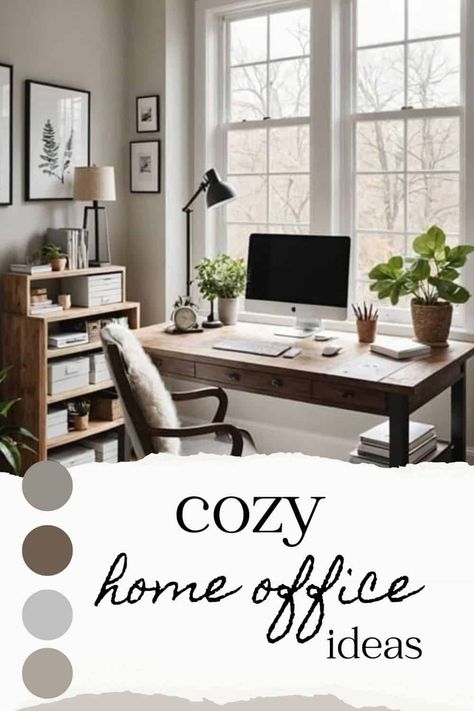 Crafting Your Oasis: Cozy Home Office Ideas that Inspire - West Magnolia Charm Home Office Desk Color, Home Office With White Furniture, Home Office Ideas White Walls, Magnolia Home Office Ideas, Light Gray Home Office, Light And Airy Office Space, Magnolia Office Ideas, Sports Themed Office Ideas, Greige Office Ideas