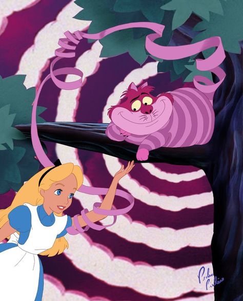 Alice And The Cheshire Cat, Cheshire Cat And Alice, Cheshire Cat Disney, Alice Art, Cheshire Cat Alice In Wonderland, Alice In Wonderland 1951, Lilo Et Stitch, Were All Mad Here, Mad Tea Party