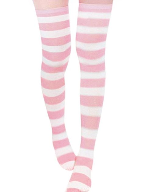 Pink Thigh High Socks, Pink Knee High Socks, Puppy Boy, White Thigh Highs, Striped Thigh High Socks, Striped Knee High Socks, Kawaii Socks, Striped Stockings, Over Knee Socks