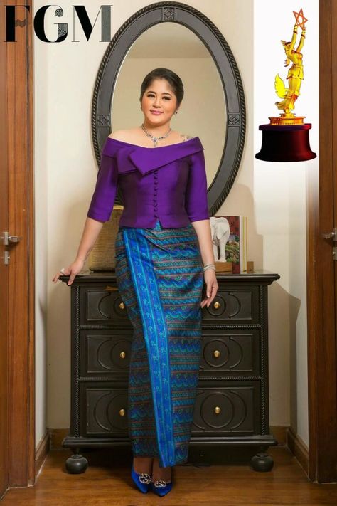 Silk Dress Ideas, Mizo Sunday Dress Design, Mizo Sunday Dress, Sunday Dress Design, Long Skirt Top Designs, Modern Filipiniana Dress, Thailand Dress, Thai Silk Dresses, Filipiniana Dress