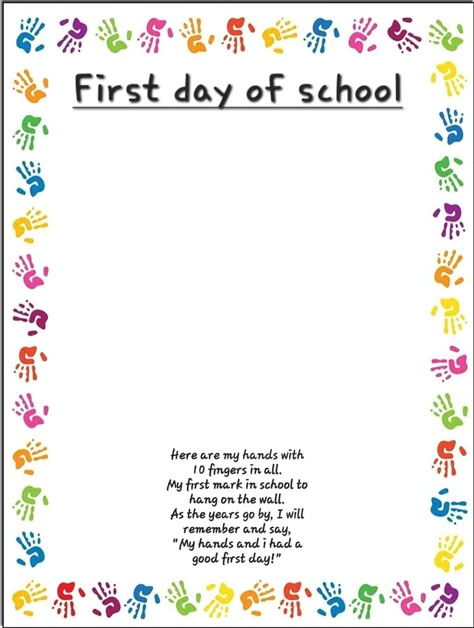 Get To Know Me Preschool Craft, My First Week Of Preschool, Getting To Know You Preschool Crafts, 1st Day Of School Preschool Craft, Beginning Of School Year Crafts For Preschool, First Day Of School Handprint Printable, Beginning Of School Year Activities Preschool, First Day Of Kindergarten Craft Ideas, Back To School Theme Preschool Classroom