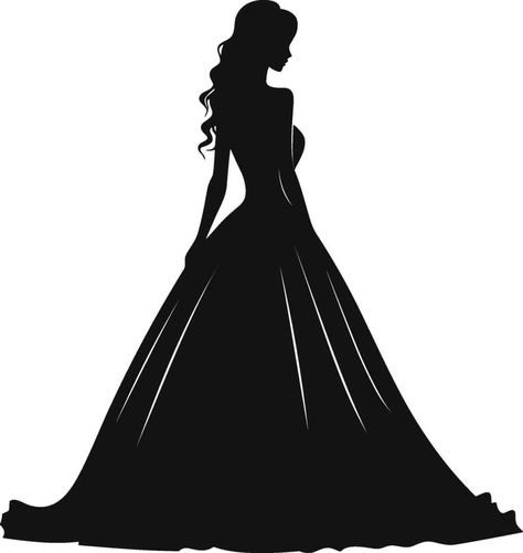 silhouette of a beautiful woman in wedding dress on isolated background Woman In Wedding Dress, Free Monogram Fonts, Baby Logo Design, Debut Ideas, Princess Silhouette, Silhouette Canvas, Silhouette Drawing, Laser Cut Wood Crafts, Silhouette People