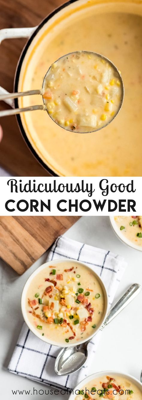 Corn Chowder Soup, Potato Corn Chowder, Creamy Potatoes, Potato Chowder, Corn Chowder Recipe, Chowder Soup, Chowder Recipe, Vegan Healthy, Corn Chowder