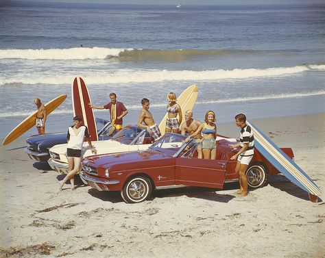 Friends With Surfboards In Car On Beach Photograph by Tom Kelley Archive Vintage Beach Party, Slim Aaron, Vintage Surfing, Beach Rides, Box Frame Art, Urban Road, Vintage Surf, Vintage Swimwear, Red Car