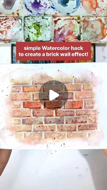 Rustic Brick Wall, Landscape Painting Watercolor, Painted Brick Walls, Rustic Brick, Happy Painting, Wall Painting Art, Watercolor Architecture, Watercolor Tips, Blank Paper