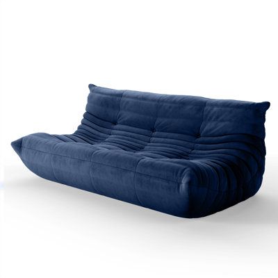 The chair/three-seater sofa is a unique and highly comfortable seating solution perfect for any modern living space. Its distinctive low-to-the-ground design and sunken profile create a sleek and ergonomic experience, while its four densities of polyether foam ensure optimal comfort and support. Fabric: Blue Microfiber/Microsuede | WFrich Armless 3-Seat Togo Three Seater Large Bean Bag Sofa Microfiber / Microsuede, Size 30.0 H x 69.0 W x 40.0 D in | Wayfair Ground Design, Apartment Checklist, Togo Sofa, Dorm Room Designs, Bean Bag Sofa, Sofa Review, Blue Sofa, Three Seater Sofa, Living Room Furniture Chairs