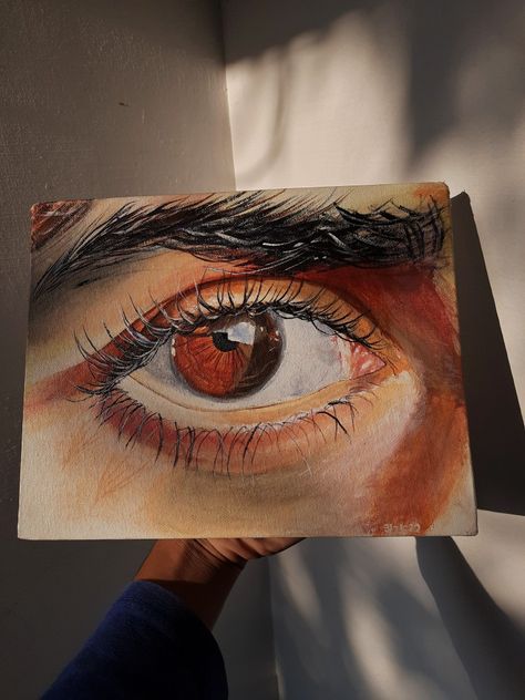 Eye Canvas Painting Acrylics, Brown Eye Painting, Eye Painting Acrylic, Anime Couples Sleeping, Eye Oil Painting, Eyes Painting, Diy Abstract Canvas Art, Eye Painting, Eye Photography