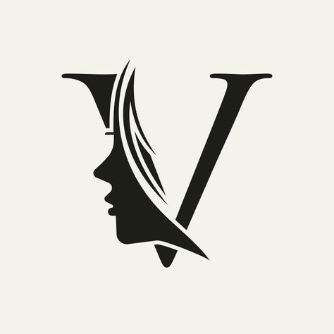 Woman Face Logo On Letter V Beauty Spa Symbol With Woman Face Icon V Beauty Logo, Woman Face Logo, V Logo, Brand Ideas, Face Icon, Face Logo, Tree Saw, Design Posters, Post Instagram