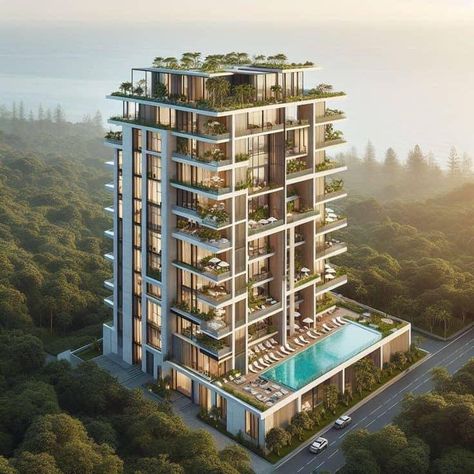 Residential Condominium Architecture, Condominium Facade, Green Building Architecture, Condominium Architecture, Condominium Design, Autocad Civil, Building Design Plan, Commercial Design Exterior, Factory Architecture