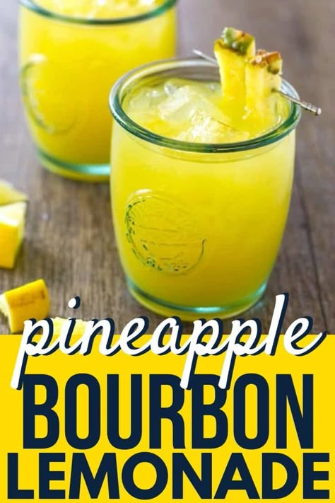 Bourbon Lemonade, Lemonade Cocktails, Pineapple Cocktail, Bourbon Drinks, Easy Cocktail, Liquor Drinks, Boozy Drinks, Bourbon Cocktails, Mixed Drinks Recipes