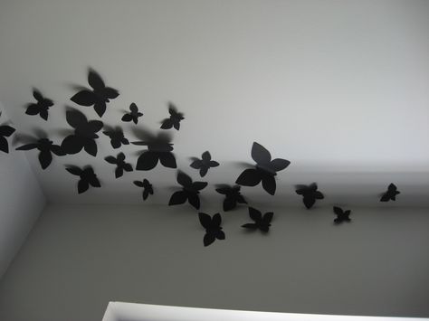 Insect Installation Butterfly On Wall Decor, Wall Decoration Butterfly, Butterfly Wall Design, Butterflies Room Decor, Butterfly Floating Room, 3d Butterflies On Wall, Butterfly Room Decor Aesthetic Wall, Black Butterfly Wall Decor, Diy Crafts Butterfly