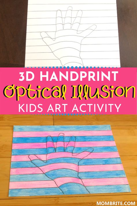 Op Art For Kindergarten, Optical Illusion Crafts For Kids, Optical Illusion Art For Kids, Magic Crafts For Kids, Kids Art Projects Easy, Optical Illusions Games, Drawing Activities For Kids, Optical Illusions For Kids, Drawing Games For Kids