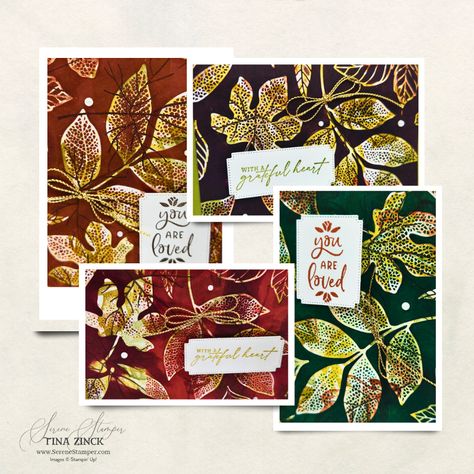 Quick & Easy Cards using 3 Techniques (Friday Night Stampin') - Tina Zinck, Stampin' Up! Demonstrator Tina Zinck, Customer Appreciation Gifts, Embossing Techniques, Lovely Friends, One Sheet Wonder, Easy Cards, Harvest Thanksgiving, Iridescent Pearl, Changing Leaves