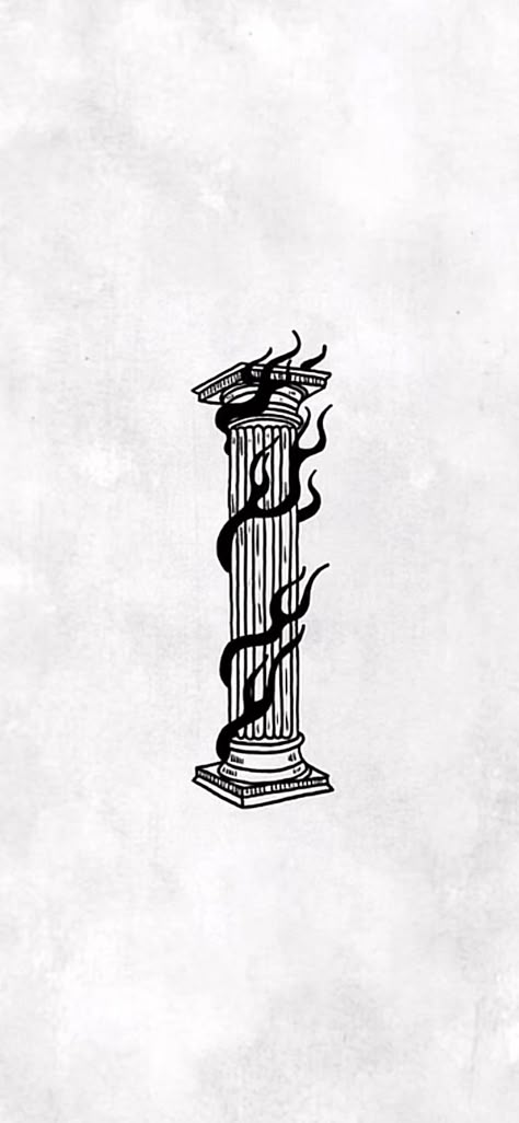 Roman Column Tattoo, Hades Tattoo, Dragon Tattoo Art, Black Art Tattoo, Statue Tattoo, Greek Mythology Tattoos, Fire Tattoo, Mythology Tattoos, Small Hand Tattoos