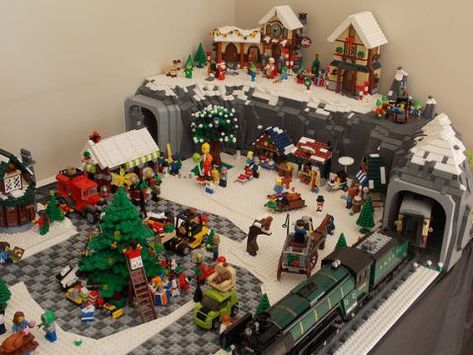 Ideas for setting up the LEGO Winter Village Lego City Display, Miniature Town, Lego Hobby, Lego Display Ideas, Christmas Lego, Lego Christmas Village, Lego Winter Village, Lego Village, Lego Winter