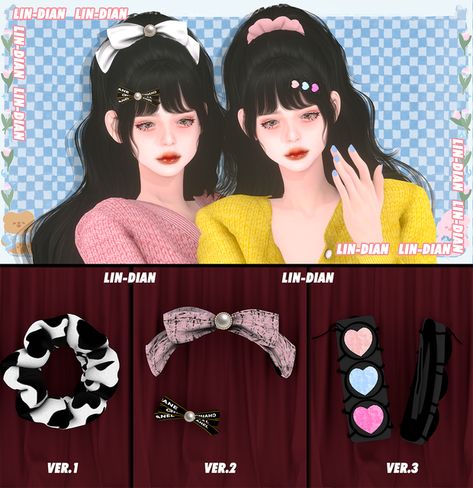 Sims 4 Hair Pins Cc, Ts4 Hair Accessories, Sims Hair Accessories, Sims4 Hair Accessories, Sims 4 Hair Bow Cc, Sims 4 Ribbon Hair, Sims 4 Hair Clips, Sims 4 Bow Cc, Sims 4 Cc Headband