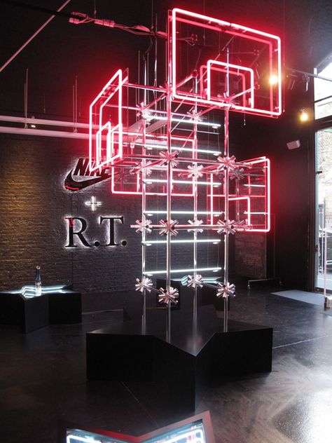 Harris. Basketball Event, Scaffolding Design, Basketball Store, Shoe Store Design, Corporate Event Design, Office Signage, Basketball Nike, Retail Lighting, Led Light Design