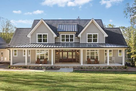 Gray Modern Farmhouse Exterior, Gray Farmhouse Exterior, Home On Land, Modern Farmhouse Exterior Colors, Farmhouse Exterior Paint Colors, Farmhouse Exterior Colors, Country House Exterior, Bible Verse Typography, Grey Exterior House Colors