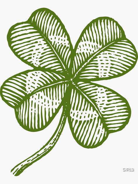 Clover Sticker, Four Leaves Clover, Cousin Tattoos, Four Leaf Clover Tattoo, Clover Logo, Lucky Ducky, Vintage Clover, Clover Tattoos, Dorm Posters