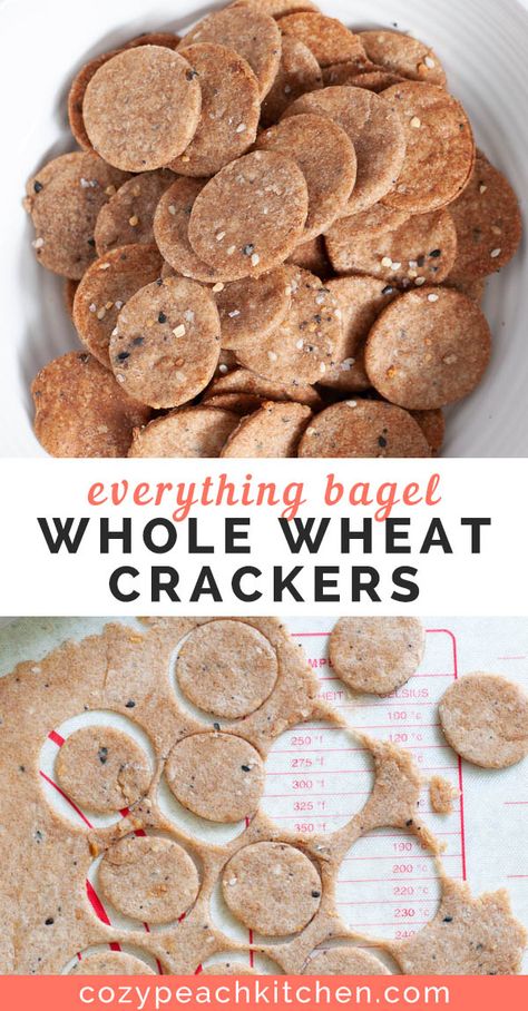 Whole Wheat Crackers Recipe, Wheat Crackers Recipe, Savory Crackers, Vegetarian Snacks Easy, Homemade Crackers Recipe, Wheat Flour Recipes, Savoury Crackers, Whole Wheat Crackers, Peach Kitchen