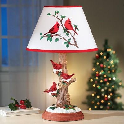 Cardinal Table Lamp Christmas Decoration Cardinal Christmas Decor, Cardinal Decor, Novelty Lamps, Red Cardinals, Victorian Lamps, Country Table, Christmas Lamp, Traditional Colonial, Colonial Christmas