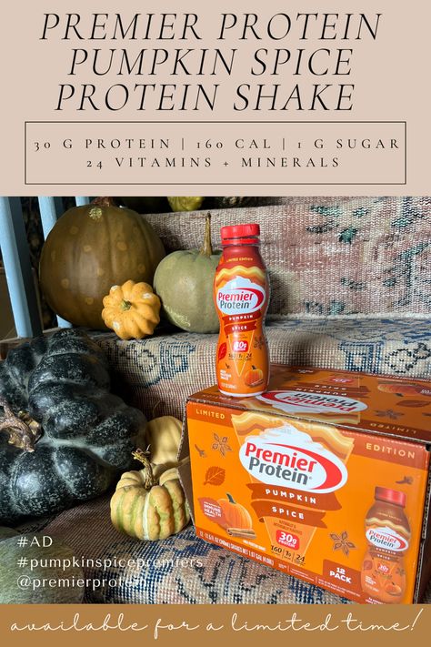 #ad when you take that first sip of pumpkin spice, it’s officially fall! #pumpkinspicepremiers @premierprotein has been my go-to for a protein packed meal on the go and their limited time pumpkin 🎃 spice flavor has me magically slipping into fall with every sip! With 30g of protein, 160 calories, and 1g of sugar, plus 24 vitamins and minerals, there’s no better and more delicious way to kick off the fall vibes this year, while easily crushing your protein goals! Pumpkin Spice Protein Shake, 30g Of Protein, Protein Goals, 30 Grams Of Protein, Protein Packed Meals, Pure Protein, Premier Protein, Protein Pack, Protein Shake