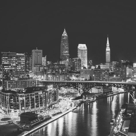 Cleveland Skyline, Northeast Ohio, Everything Is Awesome, My Town, Play Ball, Cleveland Ohio, White Photography, Black And White Photography, Beautiful Photo