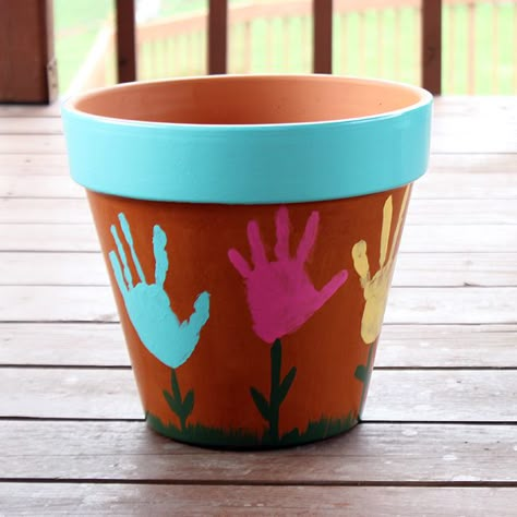 Handprint Flower Pot by We Made That Handprint Flower, Mothers Day Flower Pot, Diy Mother's Day Crafts, Homemade Mothers Day Gifts, Mothers Day Ideas, Flower Pot Crafts, Hand Prints, Mothers Day Crafts For Kids, Mother's Day Ideas