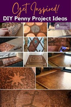 Modern Bar Tables, Mosaic Countertop, Penny Countertop, Penny Floor Designs, Penny Table Tops, Countertop Tile, Penny Projects, Penny Wall, Copper Fireplace