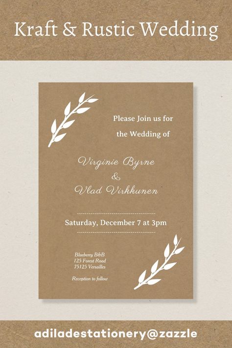 A brown Kraft Invitation for a Rustic wedding! Red Word, Kraft Invitation, Kraft Paper Wedding, Rustic Wedding Invitation, Red Words, Paper Wedding, Wedding Invitations Rustic, Brown Kraft, Wedding Invites