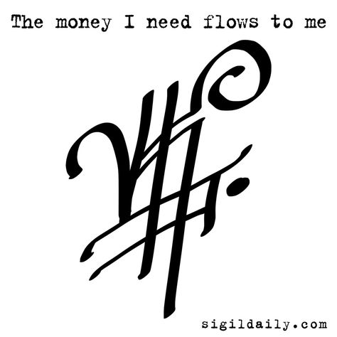 A sigil for helping money to flow right to you. Protection Sigils, Witch Symbols, Chaos Magick, Hoodoo Spells, Magick Symbols, Sigil Tattoo, Rune Tattoo, Spell Books, Wiccan Symbols