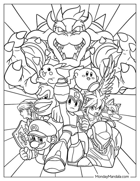 20 Super Smash Bros Coloring Pages (Free PDF Printables) Smash Bros Coloring Pages, Super Smash Bros Coloring Pages, Yugioh Coloring Pages, Nintendo Coloring Pages, Gaming Coloring Pages, Smash Bros Tattoo, Video Game Coloring Pages, Super Mario Bros Coloring Pages, Coloring Free Printable