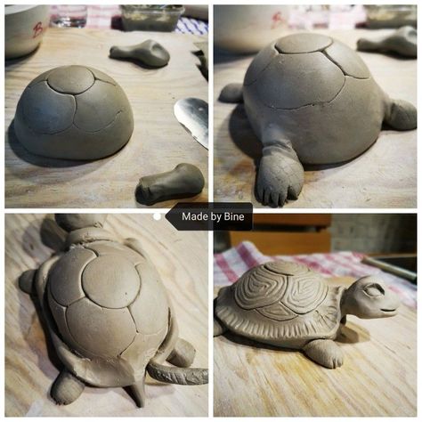 Clay Art Projects Animals, Pottery Turtle Ideas, Ceramic Turtles, Easy Clay Sculptures, Ceramic Turtle, Turtle Sculpture, Beginner Pottery, Pottery Animals, Sculpture Art Clay