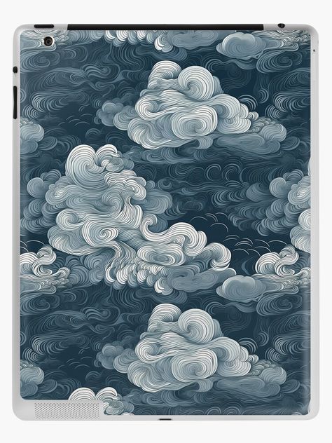 Swirly Lines, White Ipad Case, Sketch Cloud, Blue And White Art, Cloud Illustration, Cloud Tattoo, Abstract Cloud, Lines Pattern, Background Drawing