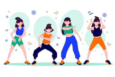 Zumba Aesthetic, Steps Illustration, Unreal People, Dance Cartoon, Dancing Cartoon, Zumba Logo, Dancing Photos, Dance Illustration, Fit Dance