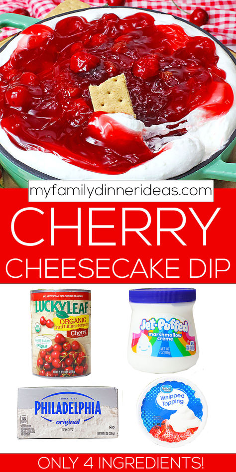 Cherry cheesecake dip Cherry Pie Dip Cream Cheeses, Cherry Pie Dip, Cherry Yum Yum Recipe, Cherry Dip, Cherry Cheesecake Dip, Fruit Dips, Sweet Cherry Pie, Pie Dip, Cherry Topping