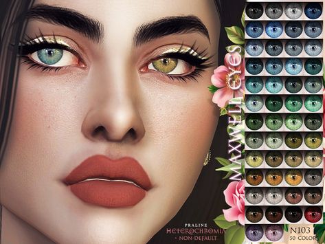 Pralinesims' Maxwell Eyes N103 HETEROCHROMIA + NON-DEFAULT Cc Eyes, Cc Makeup, Los Sims 4 Mods, Sims 4 Piercings, Sims 4 Cc Eyes, Alpha Cc, The Sims 4 Skin, Sims 4 Anime, Pelo Sims