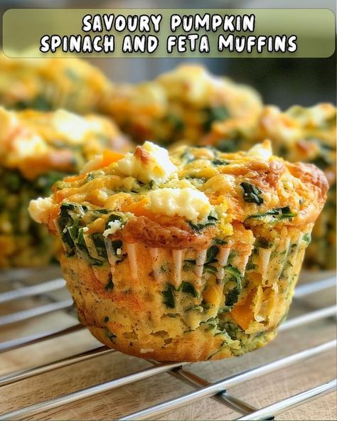 Heaven recipes Savory Pumpkin Muffins, Diced Butternut Squash, Pumpkin Feta, Pumpkin Spinach, Spinach Muffins, Savory Pumpkin, Vegan Breakfasts, Savory Muffins, Roast Pumpkin