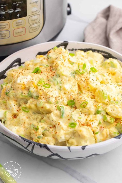 Instant Pot Potato Salad is the easiest way! The potatoes and eggs are cooked together in the same pot, without overheating your kitchen. Instant Pot Potato Salad, Potatoes And Eggs, Little Sunny Kitchen, Classic Potato Salad, Sunny Kitchen, Classic Salad, Greek Yogurt Recipes, Bacon Salad, Small Potato