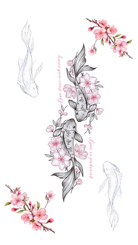 Drawings Of Tattoos Sketches, Japanese Hawaiian Tattoo, Koi Fish Hip Tattoos Women, Card Size Tattoos Ideas, Black Female Sleeve Tattoo, Back Tattoo Women With Meaning, Cherry Blossom Tree Spine Tattoo, Baddie Stomach Tattoos, Cherry Blossom Tattoo On Back Shoulder